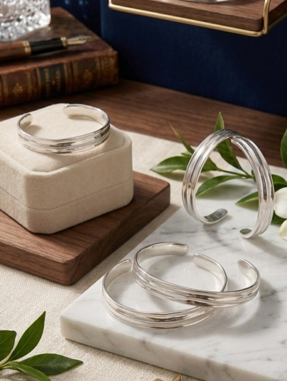 NWT  100% Sterling Silver Cuff Bracelets - Set of 5